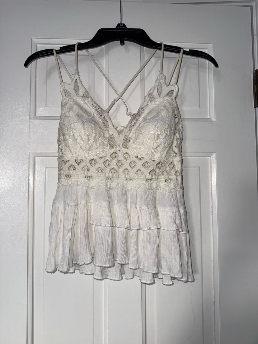 Zenana Outfitters Cream Lace Ruffle Cami